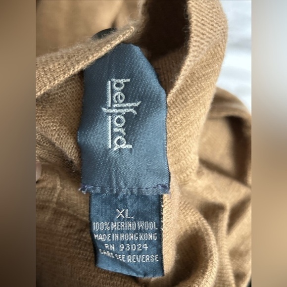 Vintage Belford classic 100% extra fine Merino Wool sweater men’s XL camel brown - Picture 13 of 16